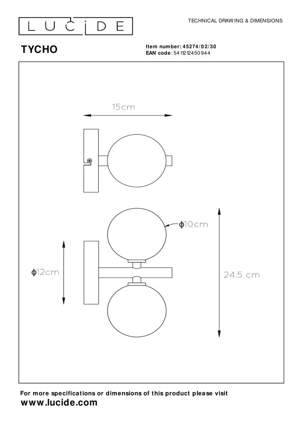 Kinkiet TYCHO 45274/02/30 - Lucide - obrazek 6
