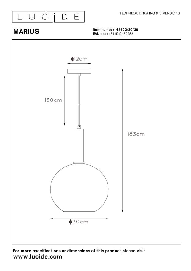 Lampa wisząca MARIUS 45402/30/30 - Lucide - obrazek 2