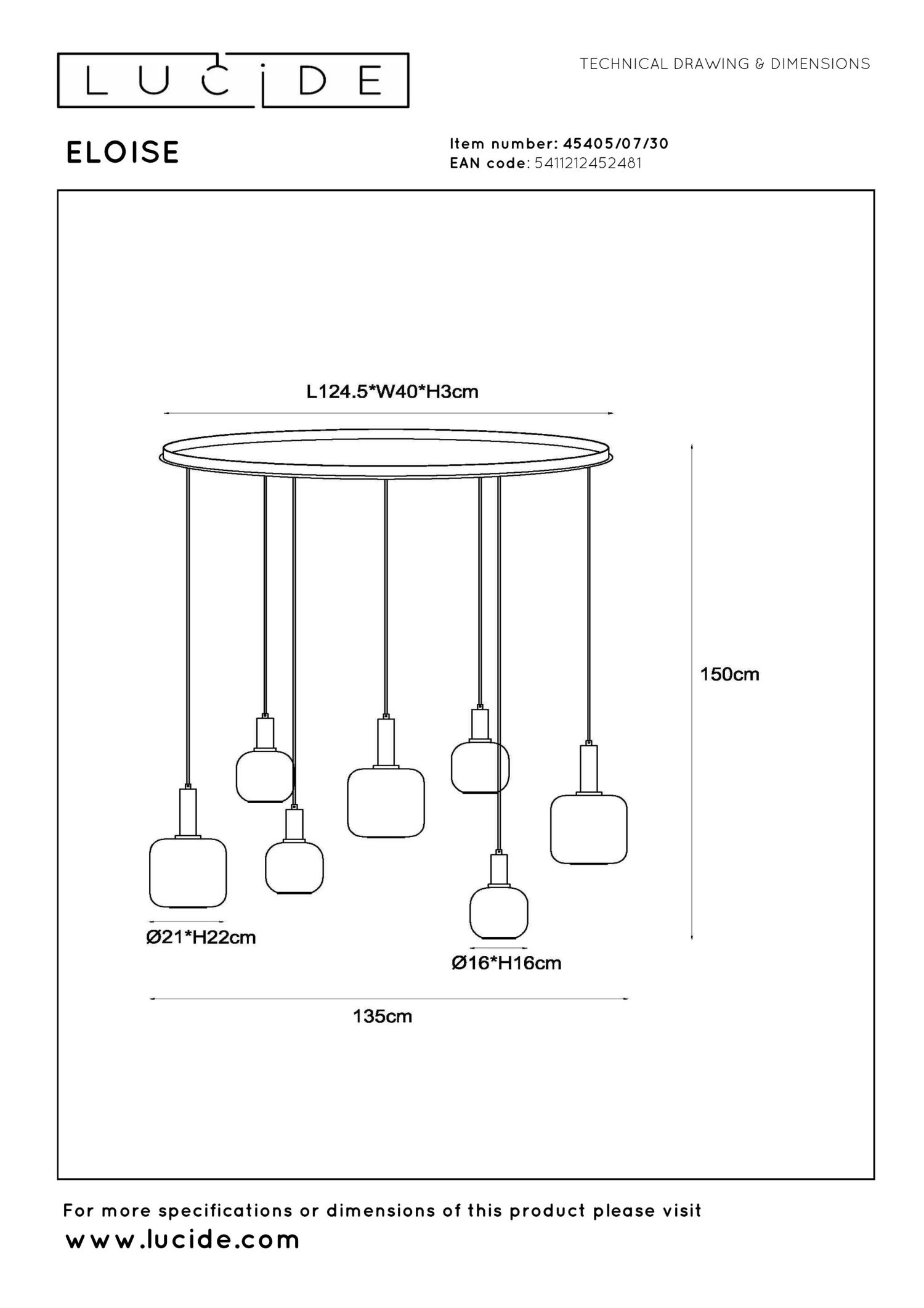 Lampa wisząca ELOISE 45405/07/30 - Lucide - obrazek 8