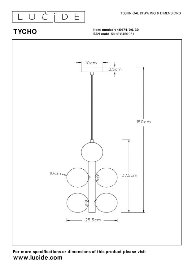 Lampa wisząca TYCHO 45474/06/30 - Lucide - obrazek 9