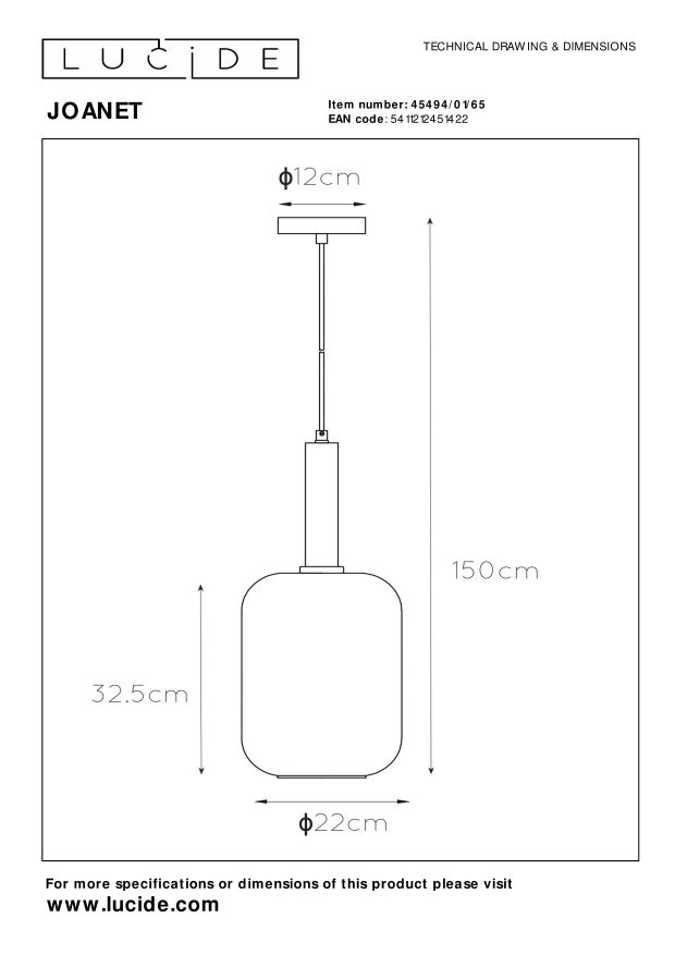 Lampa wisząca JOANET 45494/01/65 - Lucide - obrazek 8
