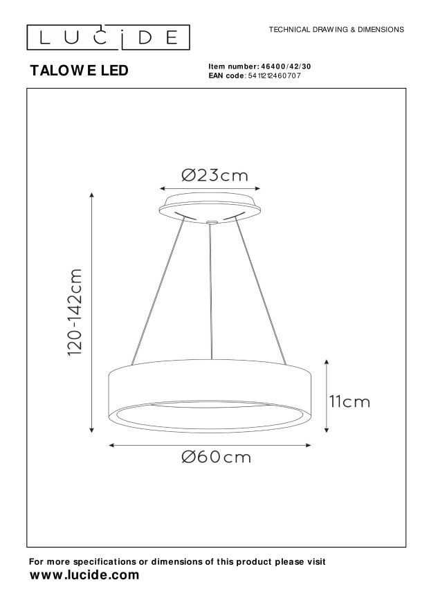 Lampa wisząca LEDOWETALOWE LED 46400/42/30 - Lucide - obrazek 9