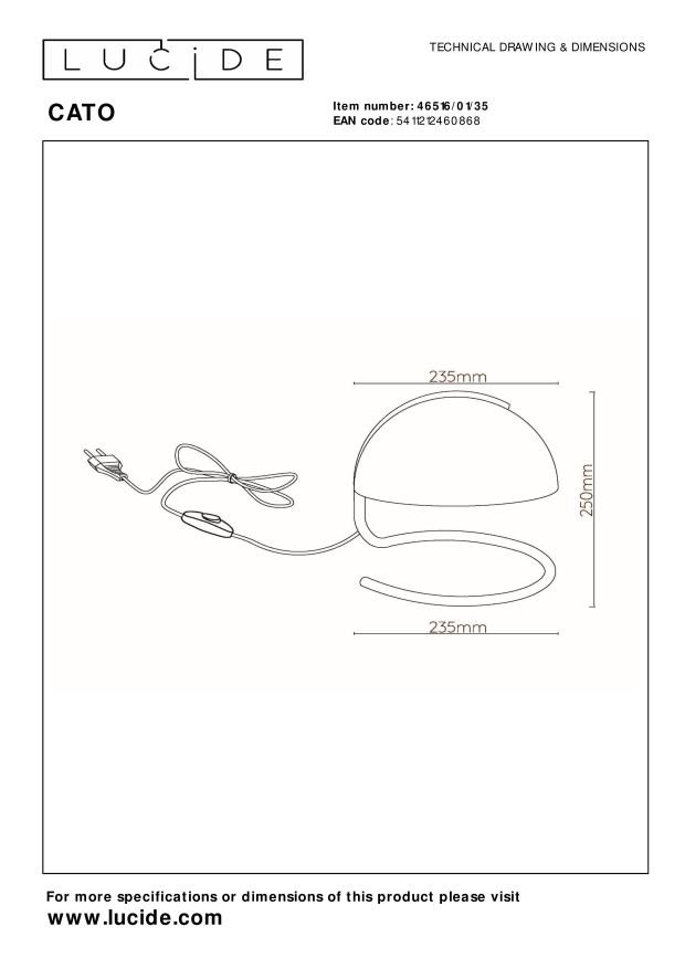 Lampa stołowa CATO 46516/01/35 - Lucide - obrazek 4