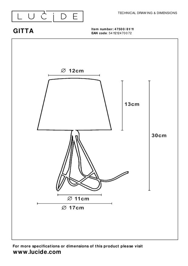 Lampa stołowa GITTA 47500/81/11 - Lucide - obrazek 4