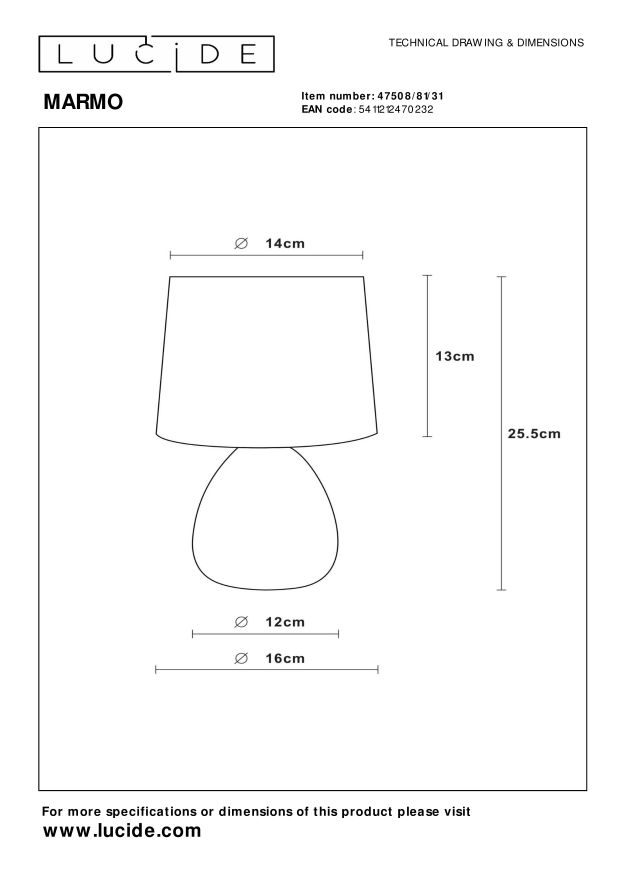 Lampa stołowa MARMO 47508/81/31 - Lucide - obrazek 6