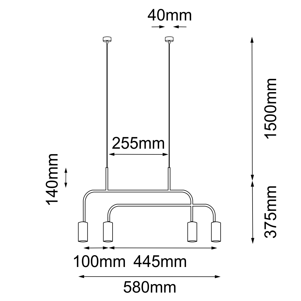 Lampa wisząca Vai 4 - Mosiądz polerowany-czarna (580 mm) 8839 - Antigo - obrazek 2