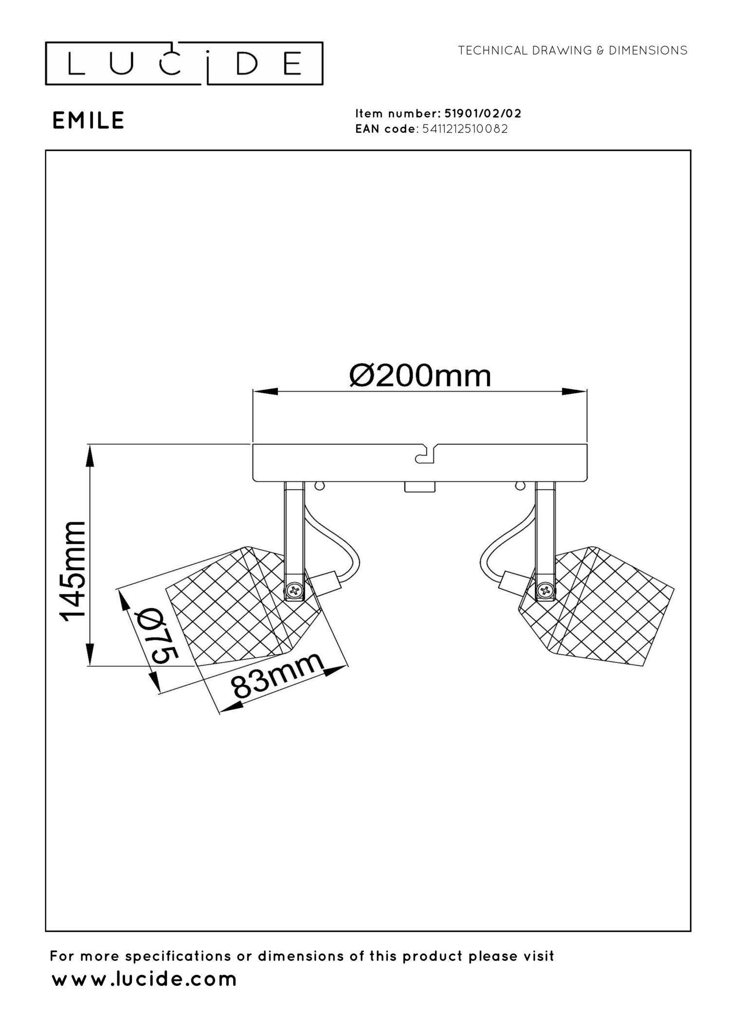 Lampa sufitowa EMILE 51901/02/02 - Lucide - obrazek 8