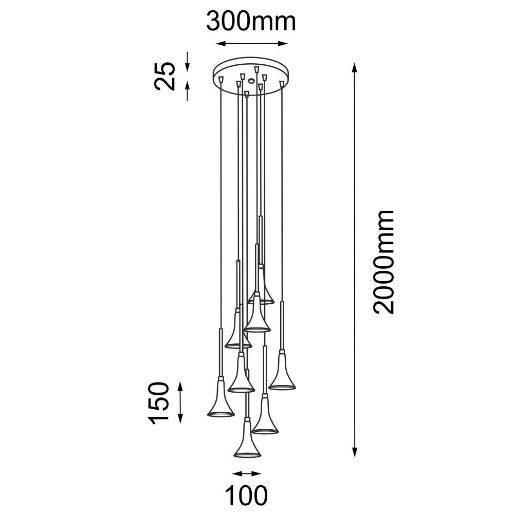 Lampa wisząca Kanzaki 8 - Czarna (300 mm) 3000K 7942 - Antigo - obrazek 2