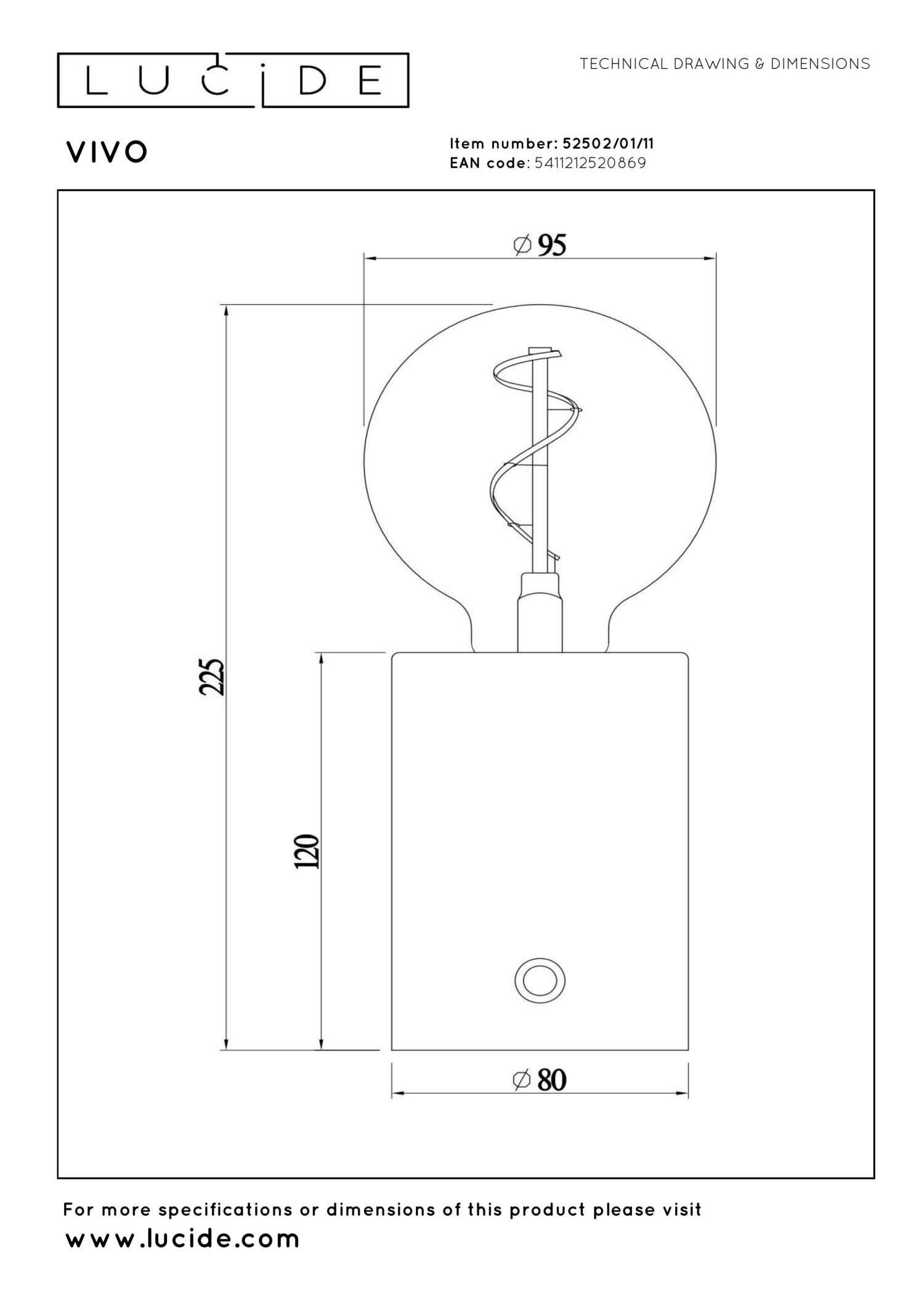 Lampa stołowa VIVO 52502/01/11 - Lucide - obrazek 5