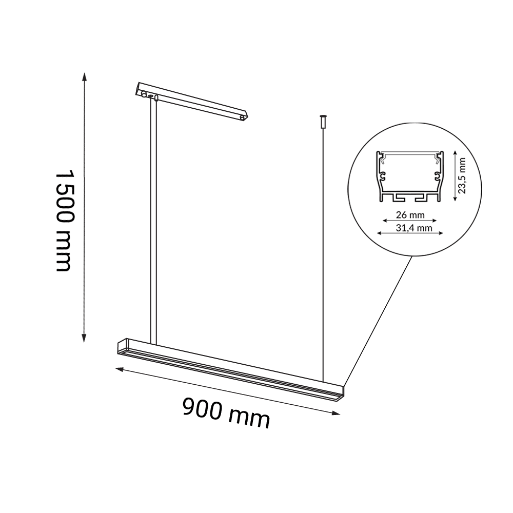 Lampa wisząca Hiate Line - Biała (900 mm) 3000K 1845 - Antigo - obrazek 2