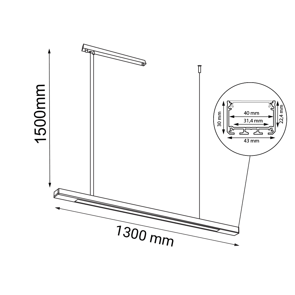 Lampa wisząca Hakoda - Czarna (1300 mm) 4000K 8656 - Antigo - obrazek 2