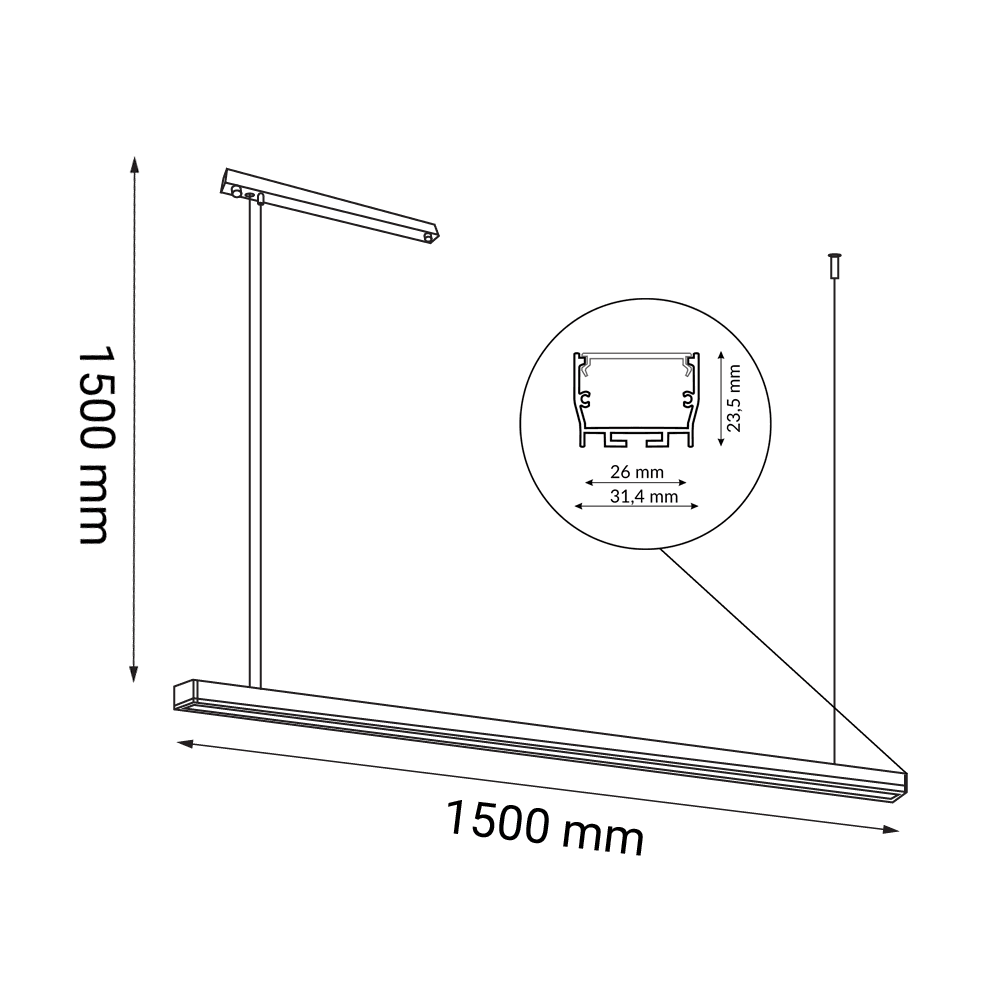 Lampa wisząca Hiate Line - Biała (1500 mm) 4000K 1855 - Antigo - obrazek 2