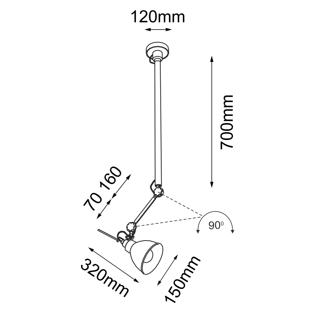 Lampa wisząca Daisen - Czarna (930 mm) 5623 - Antigo - obrazek 2