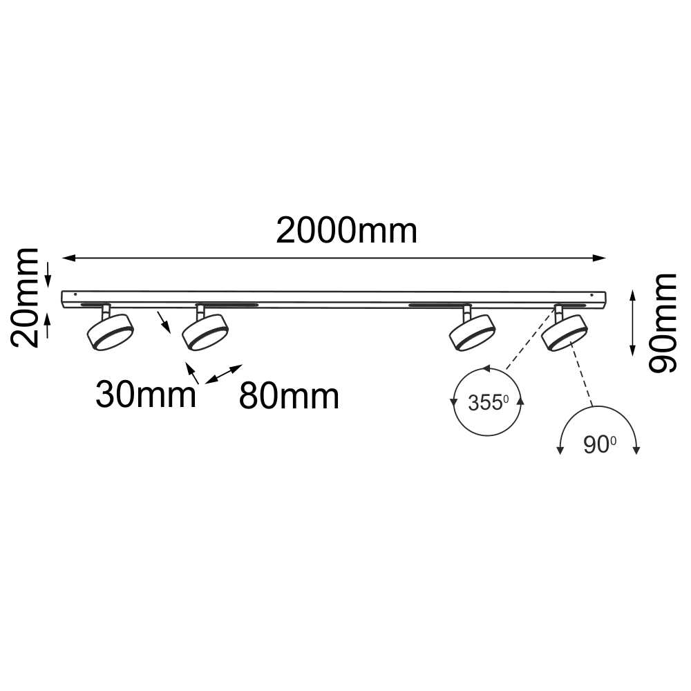 Liniowa oprawa sufitowa nowoczesna Antigo DROP line 4 move – biała, 4 × GX53 – 1028 - obrazek 2