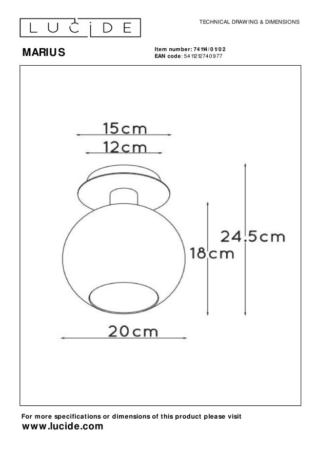 Lampa sufitowa MARIUS 74114/01/02 - Lucide - obrazek 4