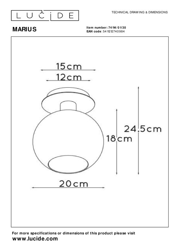 Lampa sufitowa MARIUS 74114/01/30 - Lucide - obrazek 4