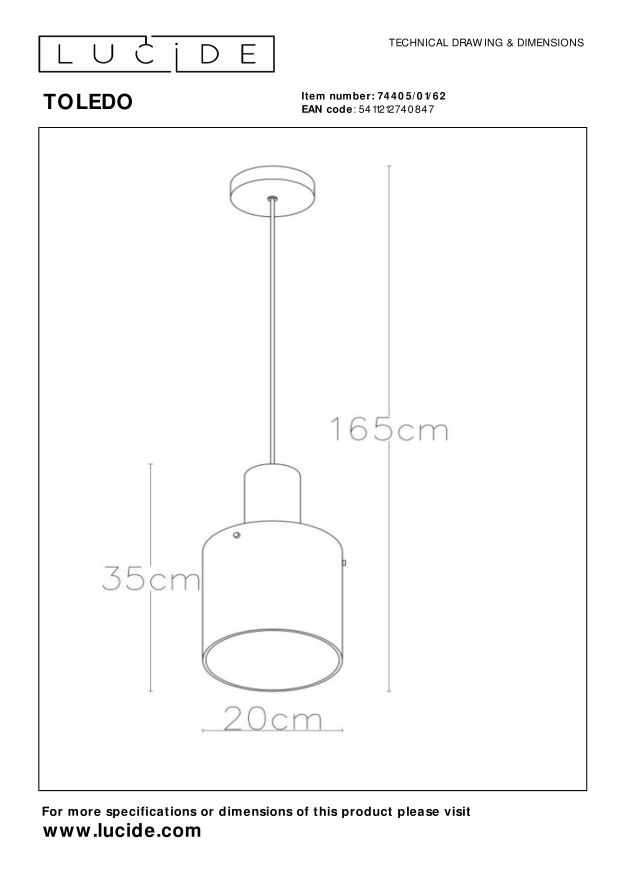 Lampa wisząca TOLEDO 74405/01/62 - Lucide - obrazek 10
