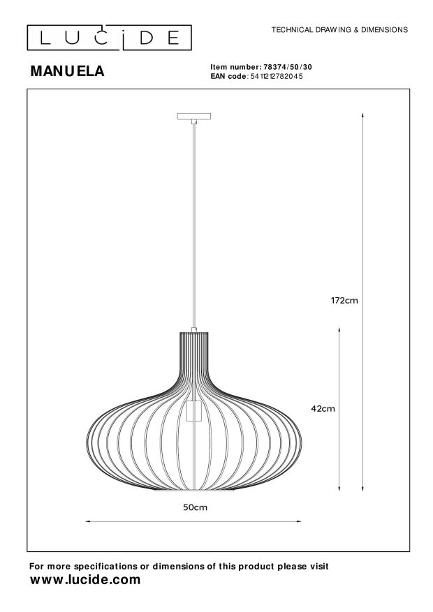 Lampa wisząca MANUELA 78374/50/30 - Lucide - obrazek 5