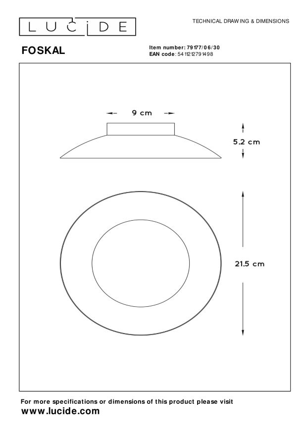 Lampa sufitowa LEDOWEFOSKAL 79177/06/30 - Lucide - obrazek 6