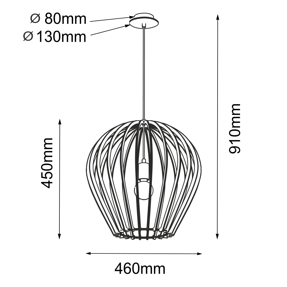 Lampa wisząca Bala - Czarna sklejka (460 mm) 5019 - Antigo - obrazek 2