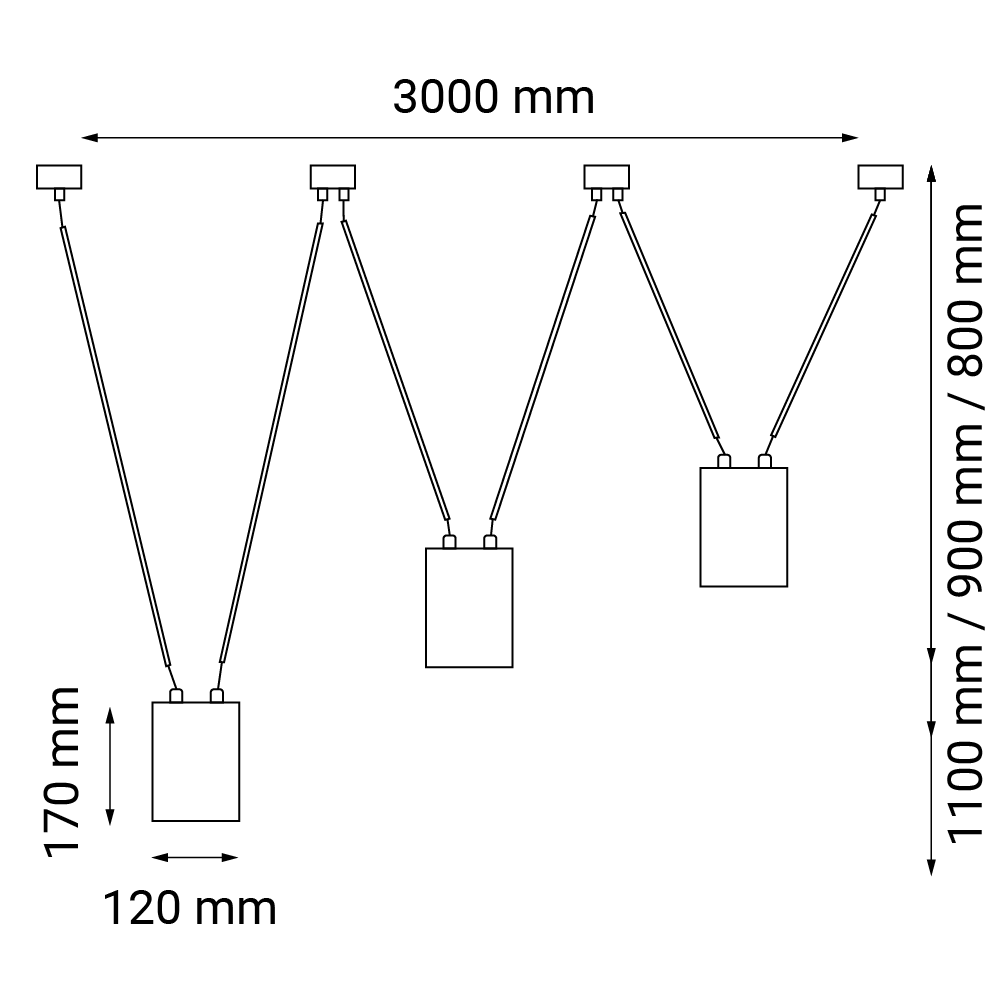 Lampa wisząca VIWIN 3 - Czarna (3000 mm) 9022 - Antigo - obrazek 2