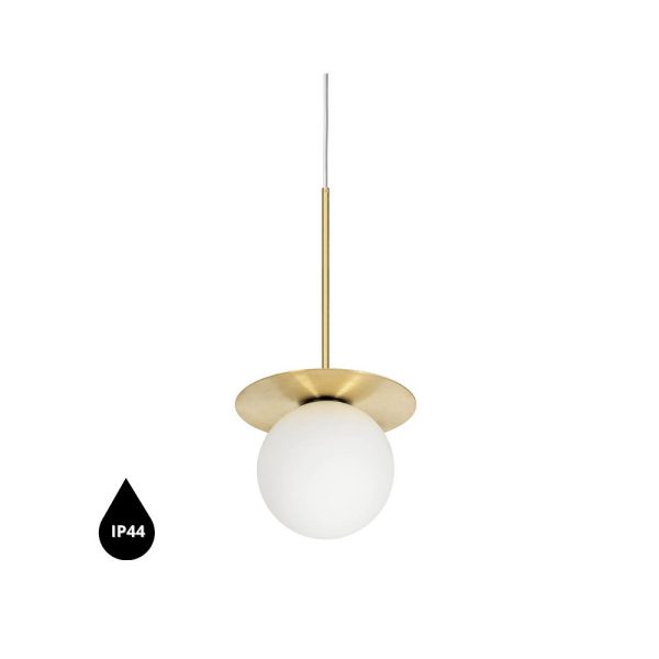 Lampa wisząca łazienkowa BORRA B biało-mosiężna z szczelnością IP44 BRB131PS0 - Ummo Lighting
