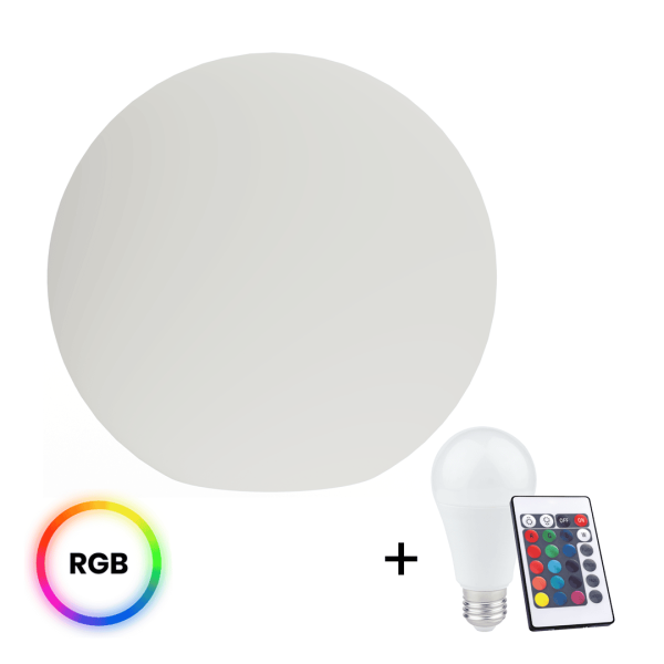Kula ogrodowa biała + RGB 10W LED + PILOT EKO1365 30 cm - Milagro