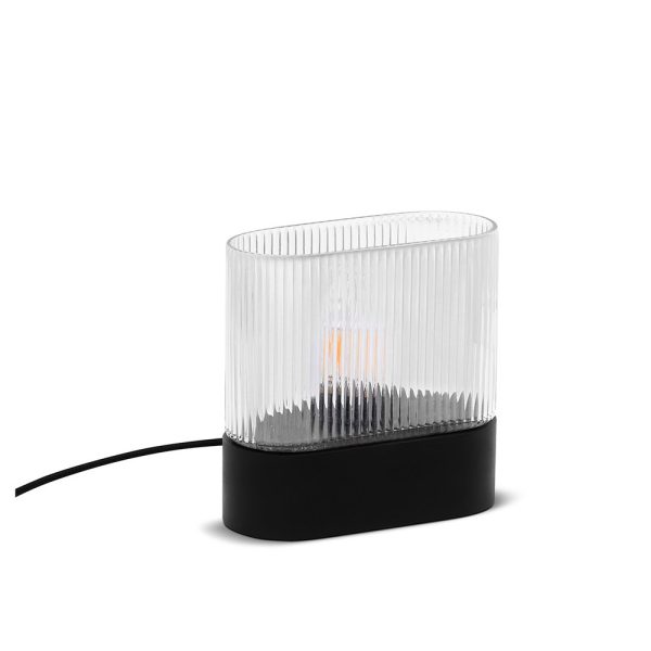 Lampka stołowa nocna z ryflowanym szkłem FLUMINA ST czarna FLS132P1 - Ummo Lighting