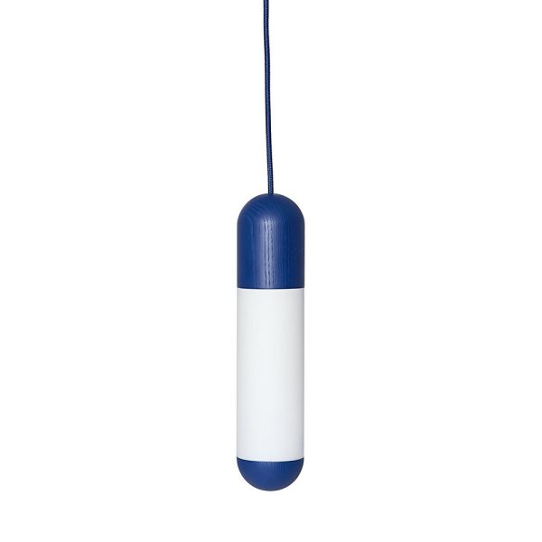 Lampa wisząca minimalistyczna metal drewno szkło granatowa FUNSUI FNA11313P0 - Ummo Lighting