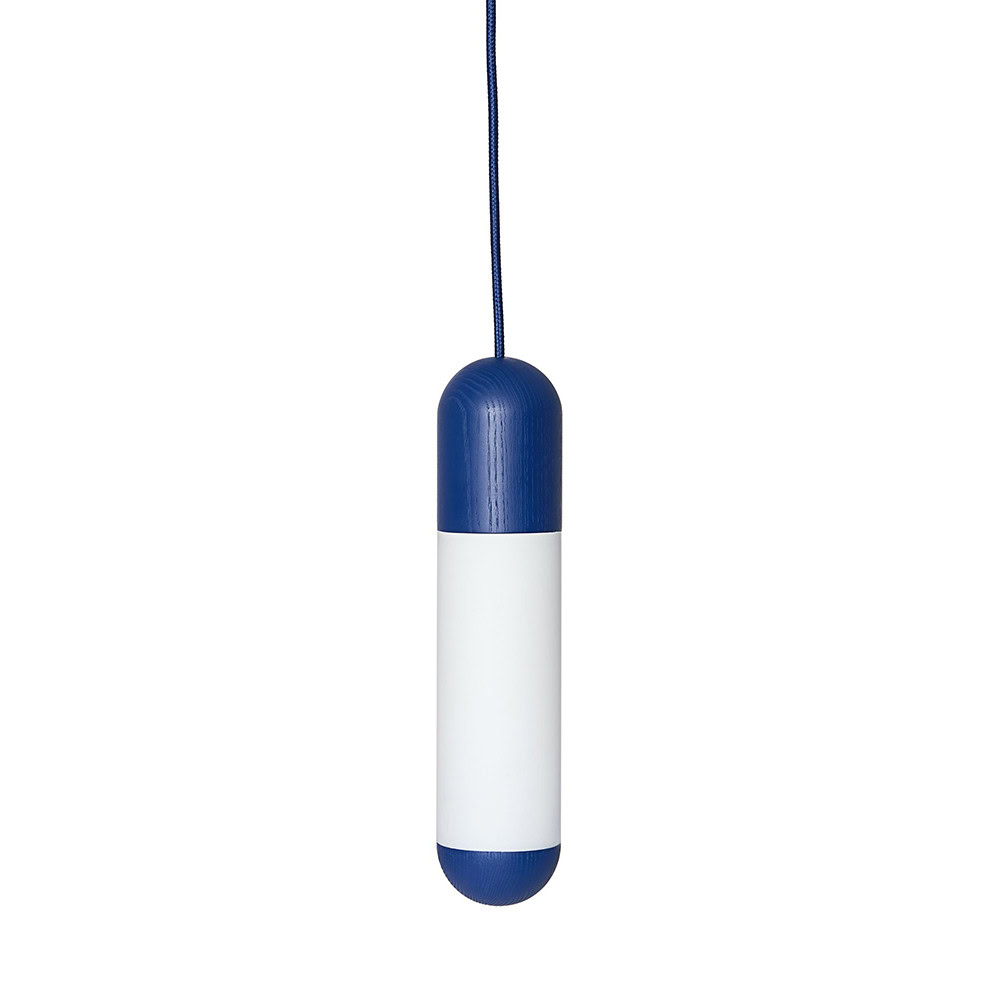 Lampa wisząca minimalistyczna metal drewno szkło granatowa FUNSUI FNA11313P0 - Ummo Lighting