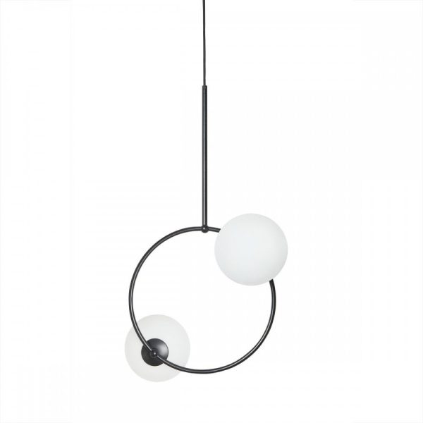Lampa wisząca kule + okrąg FUPPU czarna FPA222P0 - Ummo Lighting