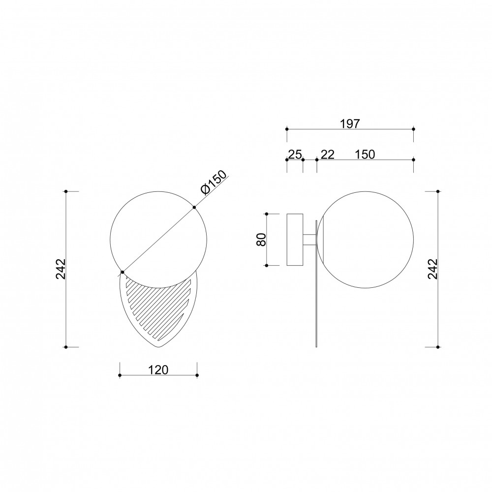 Kinkiet minimalistyczny szklana kula FYLLO czarna FYB12000 - Ummo Lighting - obrazek 6