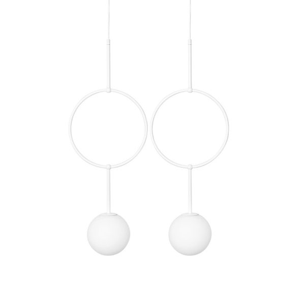 Lampa wisząca 2 kule + 2 okręgi ISUULLA biała ISB211P0 - Ummo Lighting