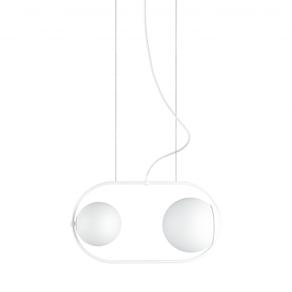 Lampa wisząca minimalistyczna 2 kule szklane KOBAN biała KOA211P0 - Ummo Lighting