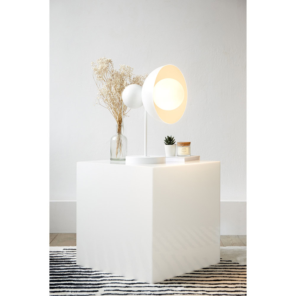 Lampa stołowa minimalistyczna z włącznikiem KELLO biała KST111P1 - Ummo Lighting - obrazek 2