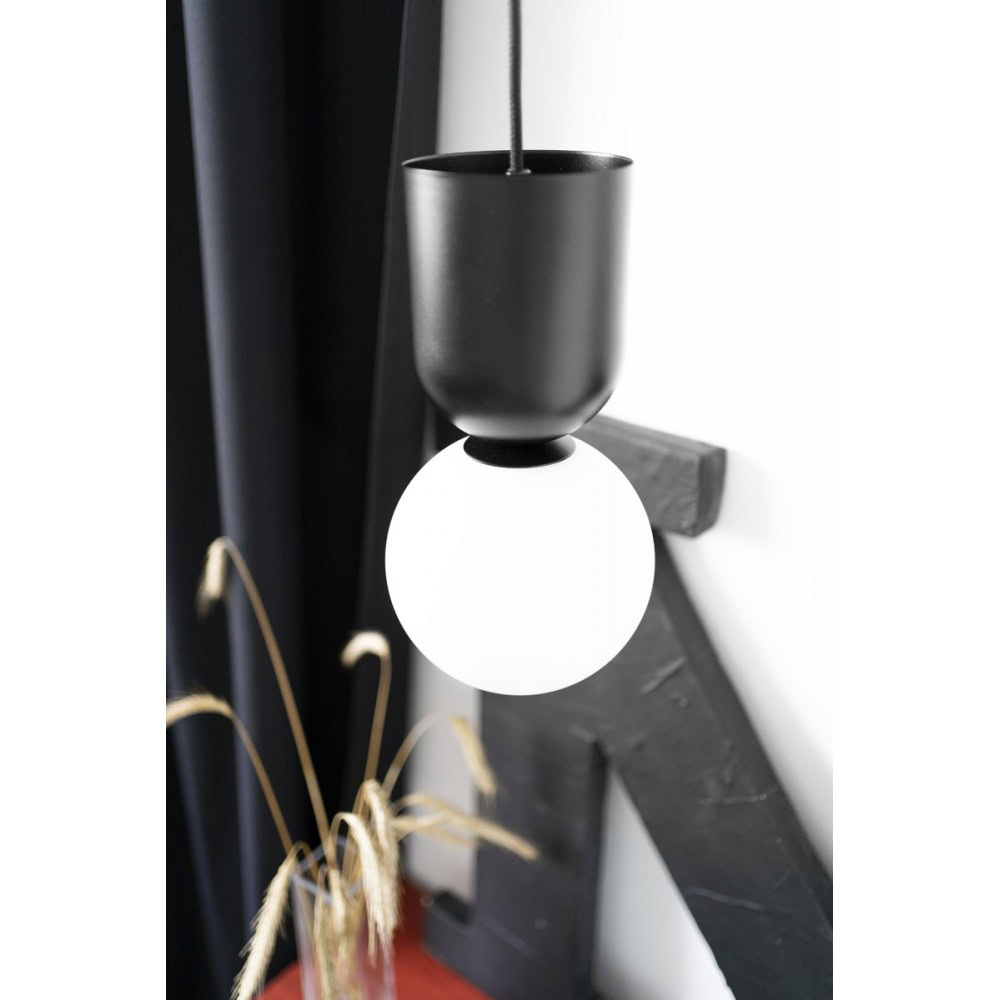 Lampa minimalistyczna kulka pojedyncza LUOTI czarna LUA122P0 - Ummo Lighting - obrazek 3