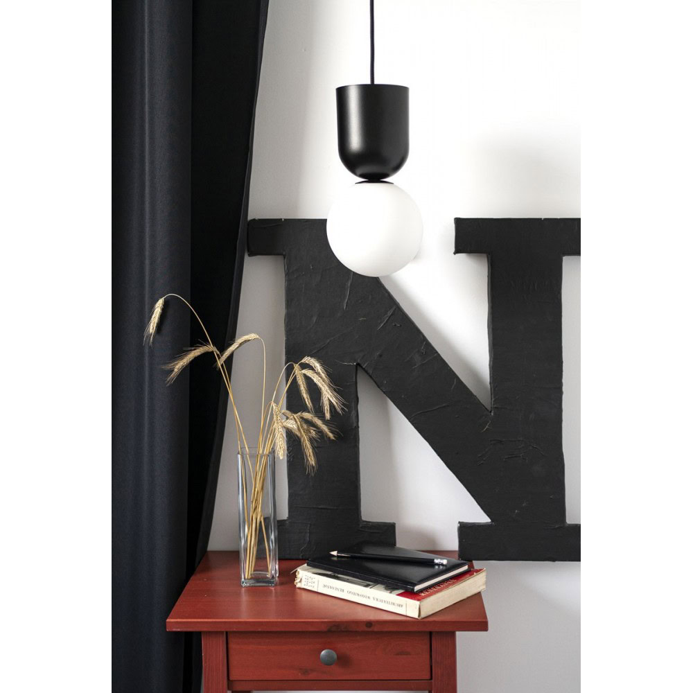 Lampa minimalistyczna kulka pojedyncza LUOTI czarna LUA122P0 - Ummo Lighting - obrazek 4