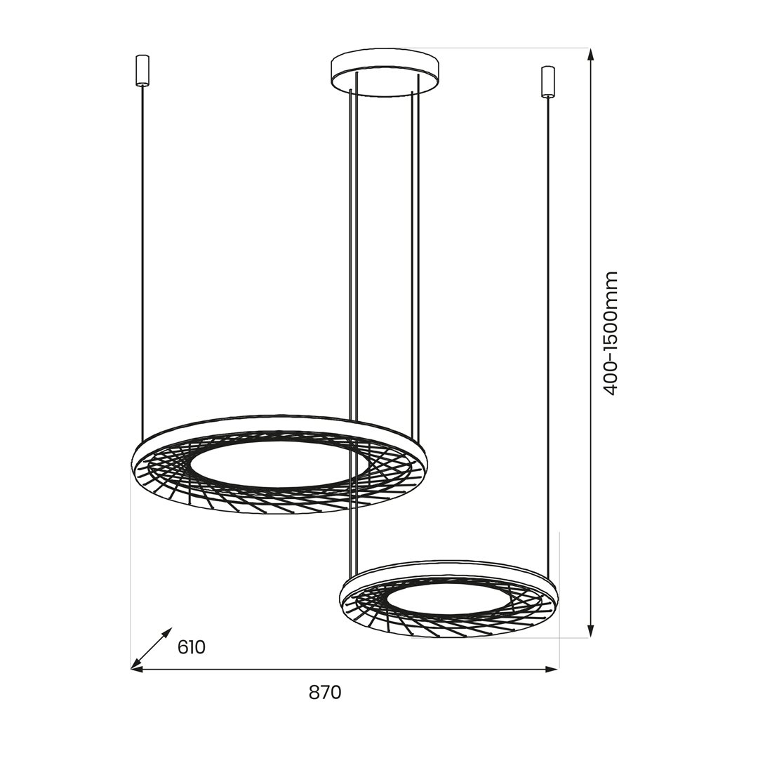 Lampa wisząca NEST 77W LED 61+41cm ML0525 - Milagro - obrazek 5