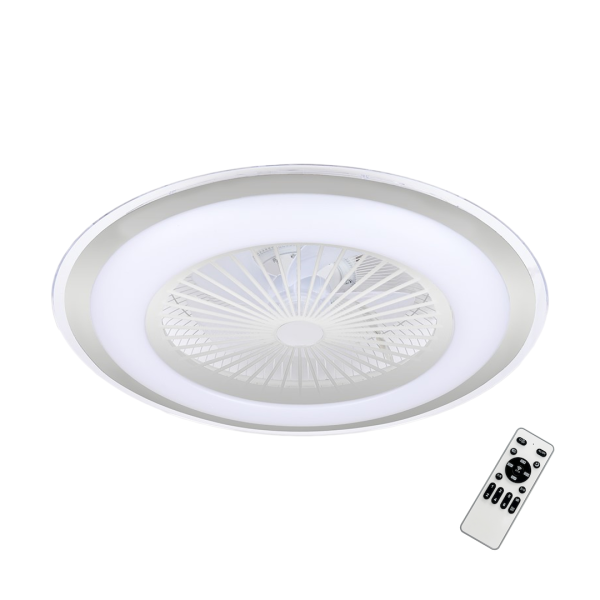 Lampa sufitowa z wentylatorem z pilotem ZEPHYR SILVER 48W LED + PILOT ML1515 - Milagro
