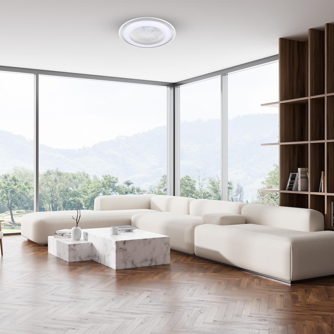 Lampa sufitowa z wentylatorem z pilotem ZEPHYR SILVER 48W LED + PILOT ML1515 - Milagro - obrazek 2