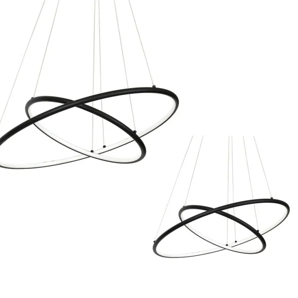 Lampa wisząca RING ORION okręgi LED BLACK ML508 Milagro