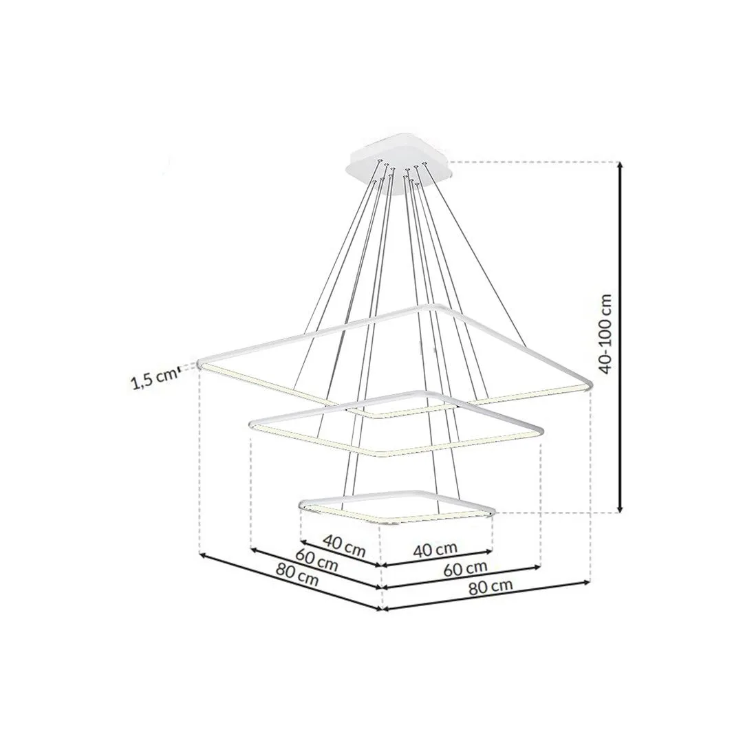 Lampa nad stół wisząca RING NIX kwadraty LED WHITE ML515 Milagro - obrazek 7