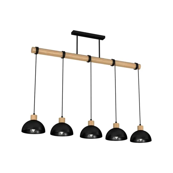 Lampa loft wisząca ERIK Black-Wood 5xE27 MLP7227- Milagro