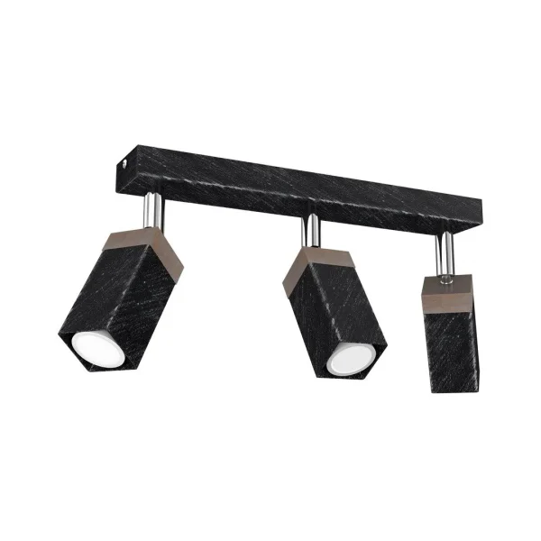 Lampa sufitowa SOLO SAWN BLACK - PATINATED WOOD 3x mini GU10 MLP7473- Milagro