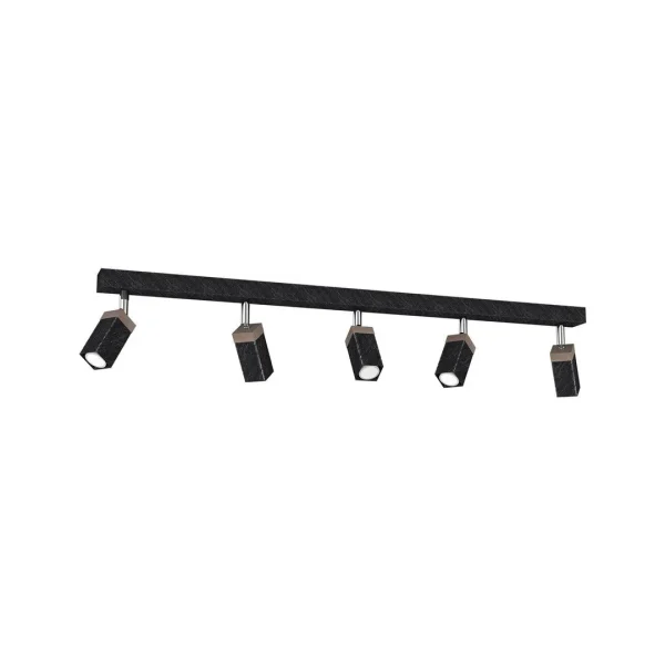 Lampa sufitowa SOLO SAWN BLACK - PATINATED WOOD 5x mini GU10 MLP7474- Milagro