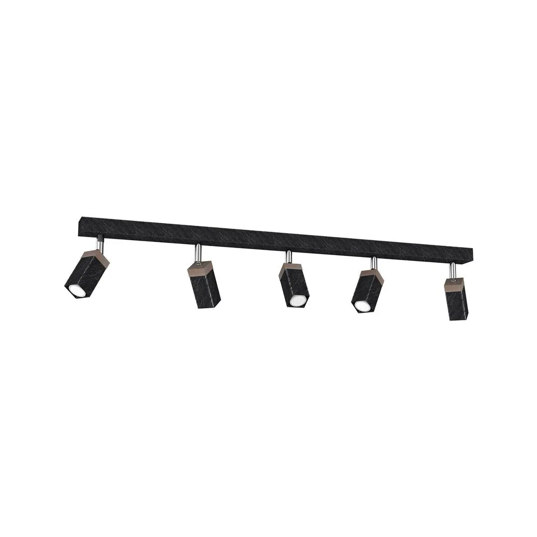 Lampa sufitowa SOLO SAWN BLACK - PATINATED WOOD 5x mini GU10 MLP7474- Milagro
