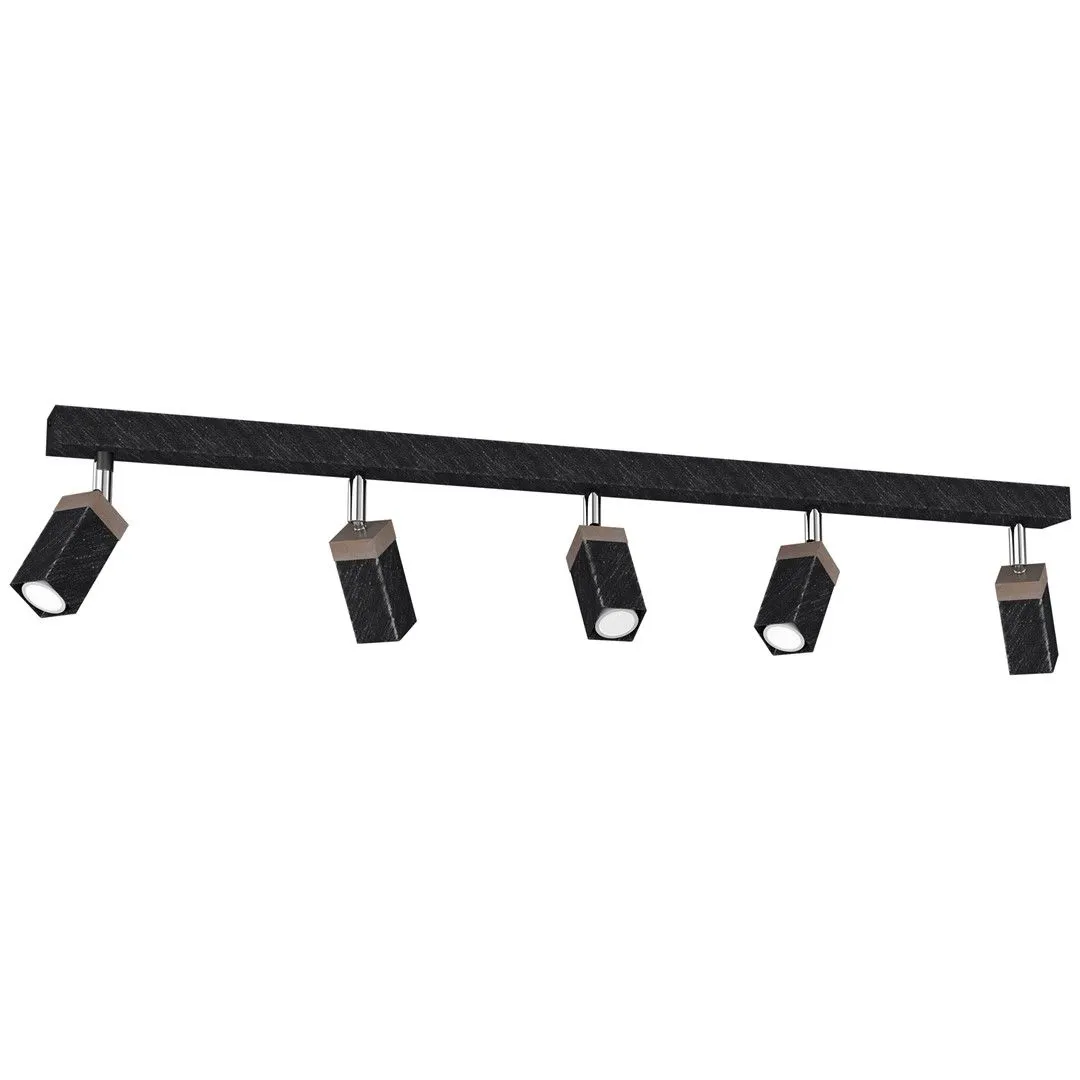 Lampa sufitowa SOLO SAWN BLACK - PATINATED WOOD 5x mini GU10 MLP7474- Milagro - obrazek 2