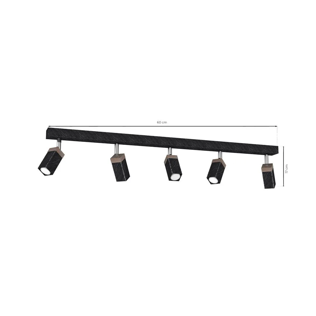 Lampa sufitowa SOLO SAWN BLACK - PATINATED WOOD 5x mini GU10 MLP7474- Milagro - obrazek 7