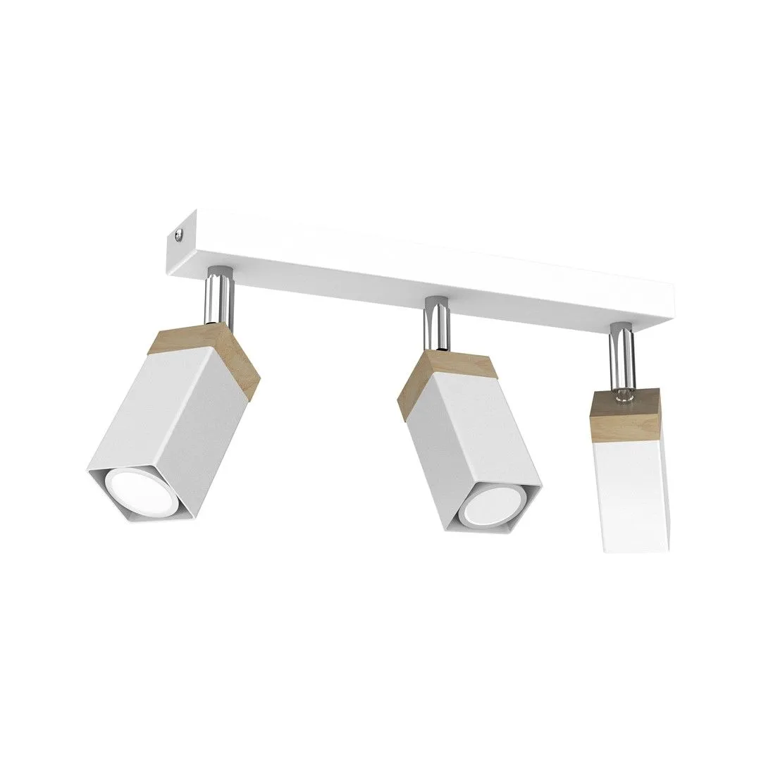 Lampa sufitowa SOLO SAWN WHITE - PATINATED WOOD 3x mini GU10 MLP7479- Milagro