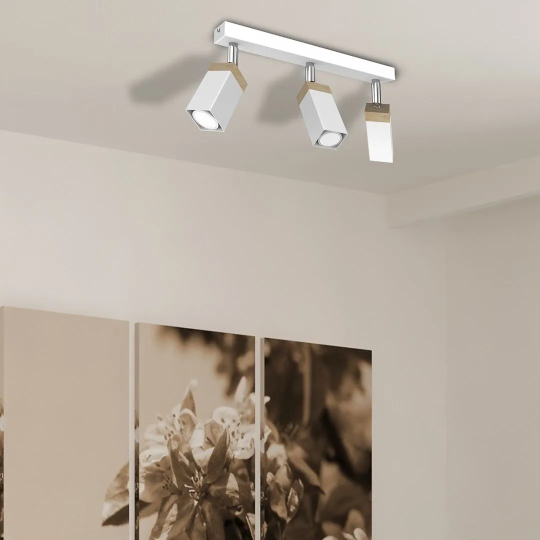 Lampa sufitowa SOLO SAWN WHITE - PATINATED WOOD 3x mini GU10 MLP7479- Milagro - obrazek 4